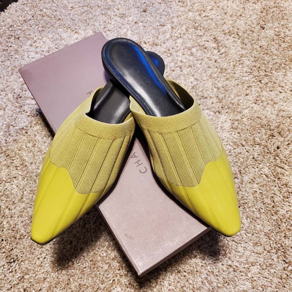 Charles & Keith Slipper Slides in Lime Green